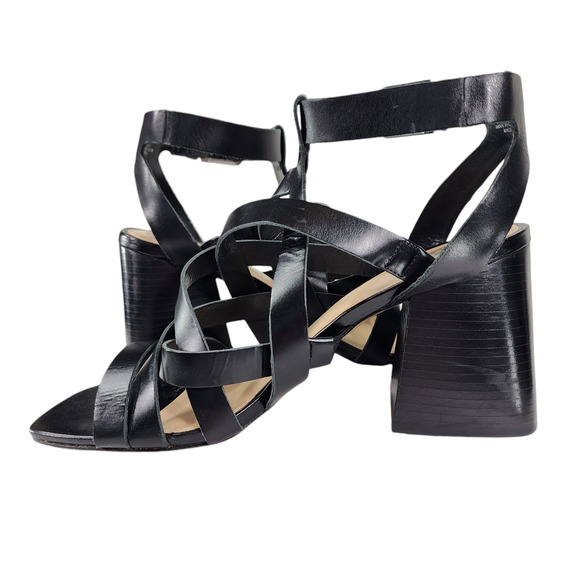 Vince Camuto 10M Chunky Heeled Sandals Womens Sutellie Black Strappy Y2K 90s 4" - Picture 4 of 12